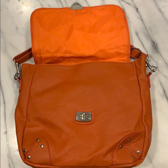 New Orange PVC Shoulder bag with Turnkey Lock - Picture 3 of 7